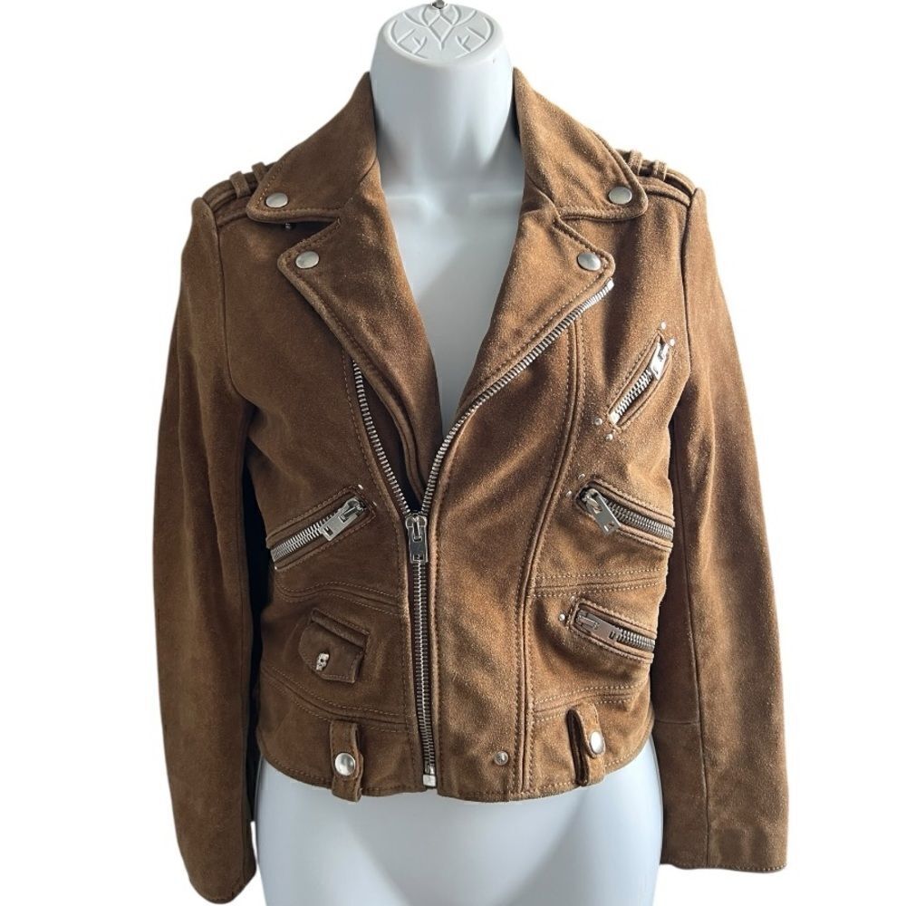 THE KOOPLES Biker Suede Leather Jacket Size XS